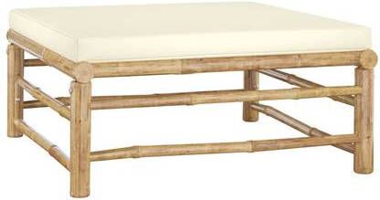 VIDAXL Voetenbank met crè, mewit kussen bamboe