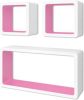 VIDAXL Wandplanken kubus MDF zwevend opbergruimte boeken/dvd 3 st wit roze online kopen