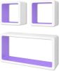 VidaXL Wandplanken kubus MDF zwevend voor boeken/dvd 3 st wit paars online kopen