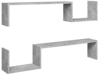 vidaXL Wandschappen 2 st 100x15x20 cm spaanplaat betongrijs
