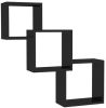 VIDAXL Wandschappen kubus 84, 5x15x27 cm bewerkt hout hoogglans zwart online kopen