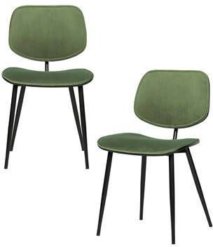Woood Exclusive Jackie Eetkamerstoel Fluweel Groen Set van 2