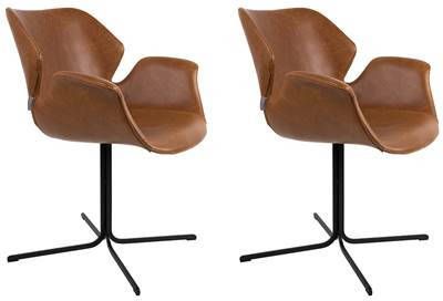 Zuiver Nikki Stoel PU-leer/Polyester 80 x 66 cm Fab Bruin