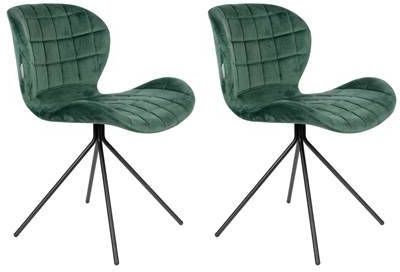 Zuiver OMG Velvet Stoel Limited Edition Set Van 2 Groen