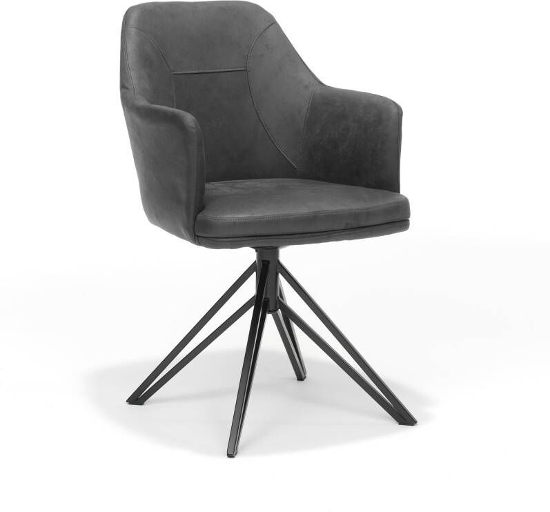 Huisenthuis.nl Armstoel Melvin Antraciet Set van 2