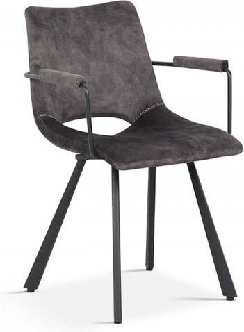 Huisenthuis.nl Stoel Tommy Velours Grijs Set van 2