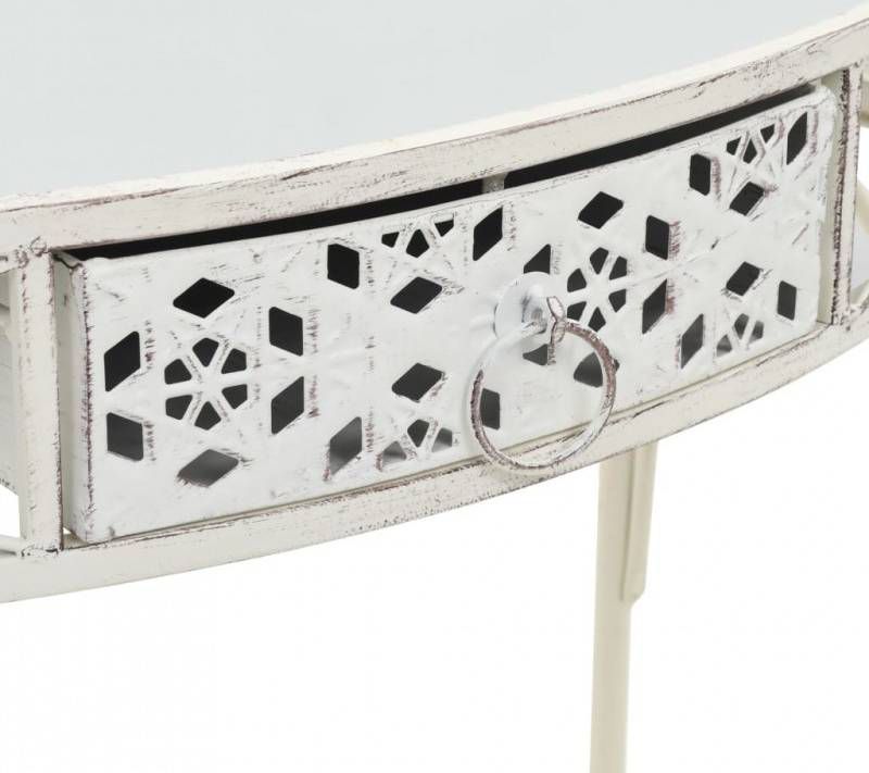 VidaXL Bijzettafel Franse stijl 82x39x76 cm metaal wit | Bijzettafel Franse stijl 82x39x76 cm metaal wit