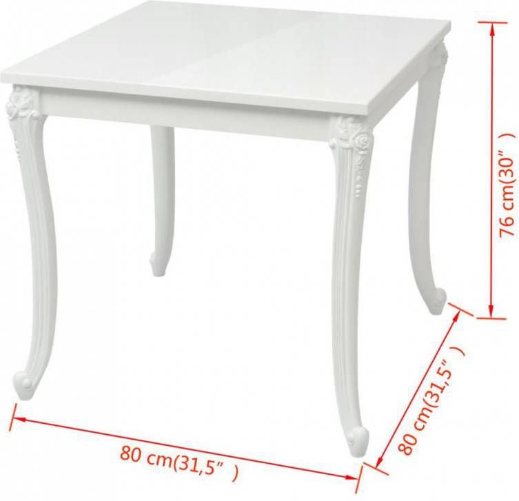 VidaXL Eettafel 80 x 80 x 76 cm hoogglans wit Meubelmooi.nl | vidaXL Eettafel 80x80 cm Wit