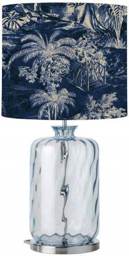 Ebb & Flow Pillar tafellamp, Palms indigo/blue