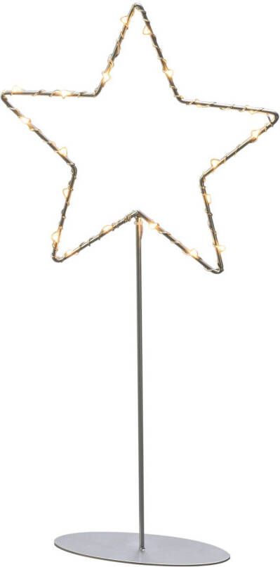 KONSTSMIDE Led ster Kerstster, kerstversiering Metalen led ster met metalen voet, zilverkleurig gelakt, met zilverkleurige draad omwikkeld(1 stuk )