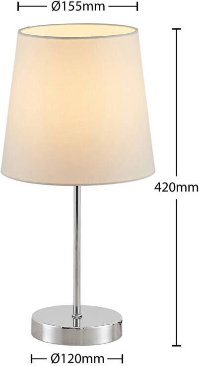 LINDBY Leza tafellamp chroom, kap wit