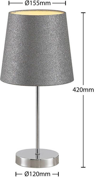 LINDBY Leza tafellamp chroom, kap zilver