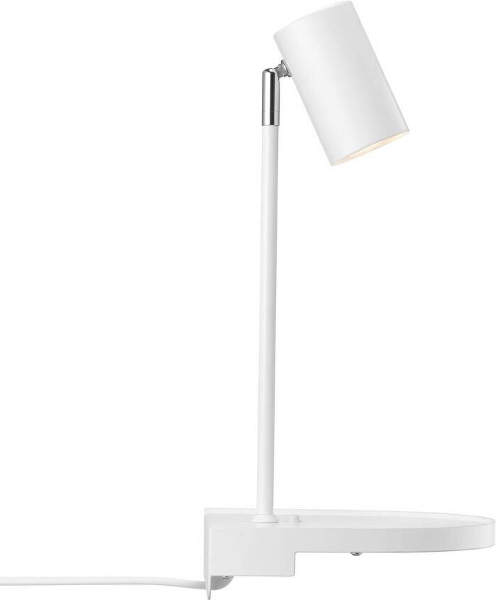 Nordlux Wandlamp Cody, met legbord en USB poort, wit
