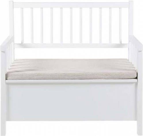 MOOS Aster Bench Wood Lacquered White, Cushion Beige