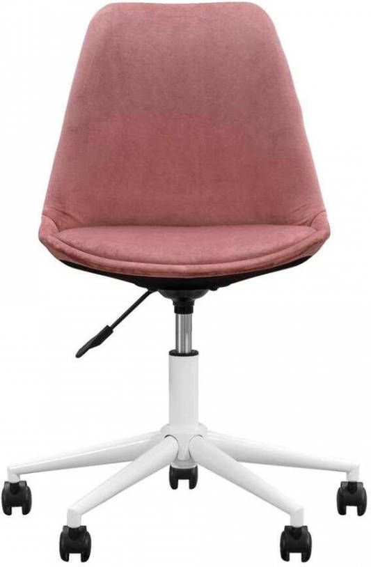 Leen Bakker Bureaustoel Senja velvet roze wit metaal