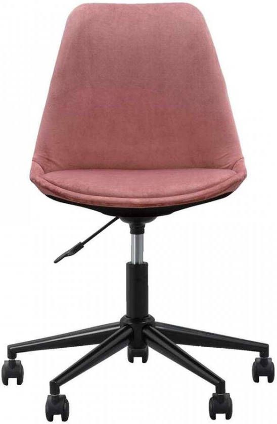 Leen Bakker Bureaustoel Senja velvet roze zwart metaal