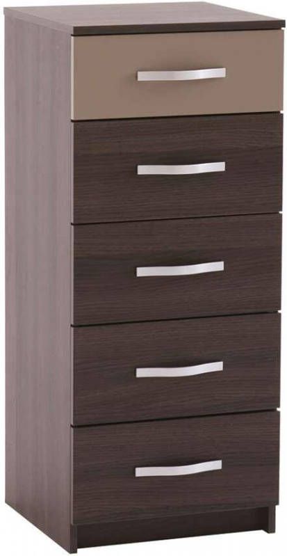 Leen Bakker Demeyere ladekast Chest 5 lades donker eikenkleur 100x42, 5x41, 6 cm