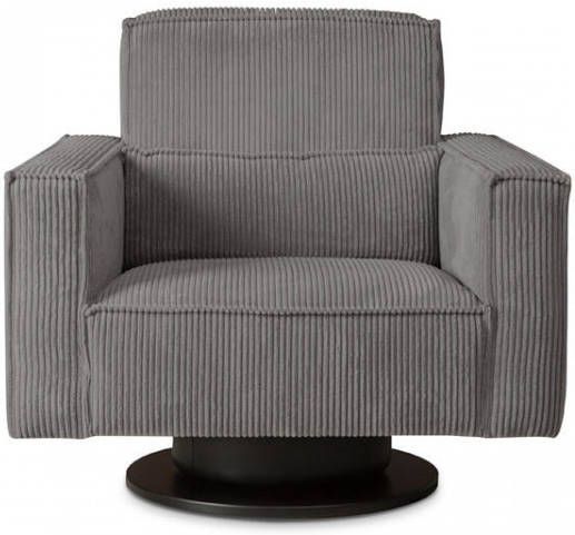 Leen Bakker Draaifauteuil Stuttgart met armleuning ribcord antraciet