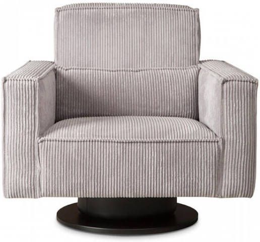 Leen Bakker Draaifauteuil Stuttgart met armleuning ribcord lichtgrijs