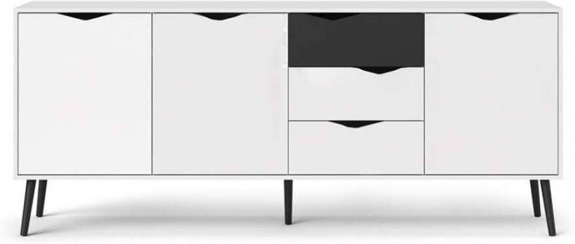 Leen Bakker Dressoir Delta 6 vakken wit/zwart