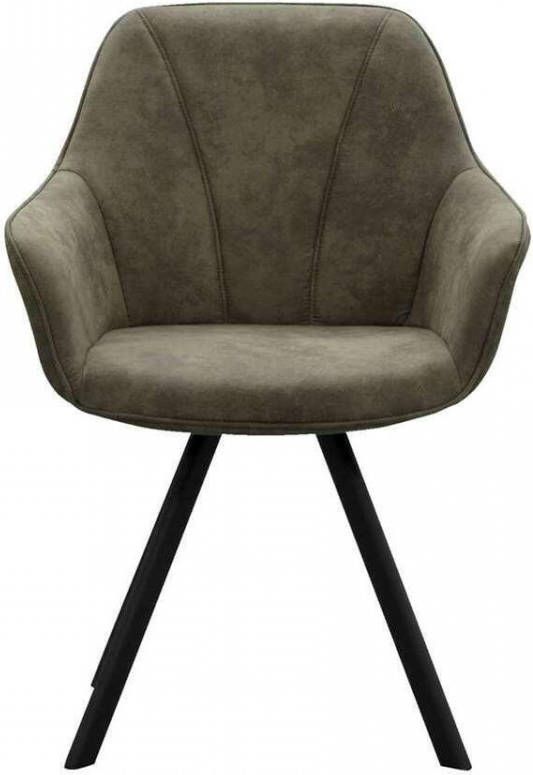 Leen Bakker Eetkamerstoel Bas stof olijfgroen