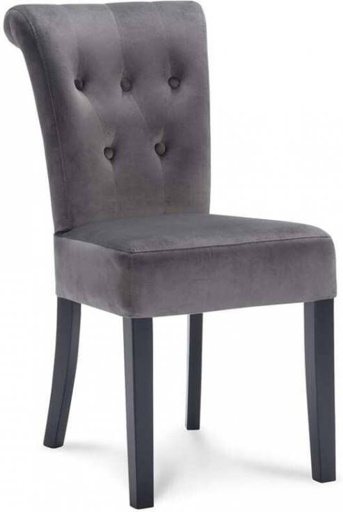 Leen Bakker Eetkamerstoel Denzel velvet grijs(2 stuks)
