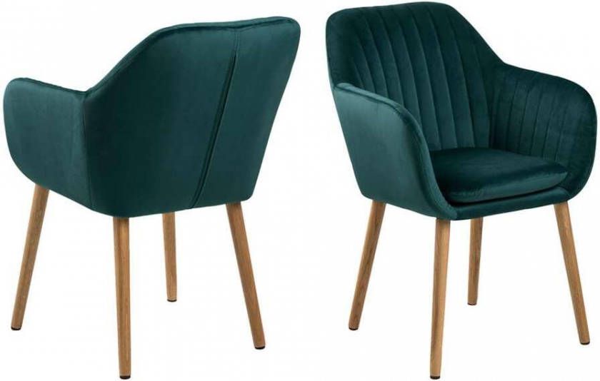 Leen Bakker Eetkamerstoel Meda fluweel groen/streep(1 stuk)