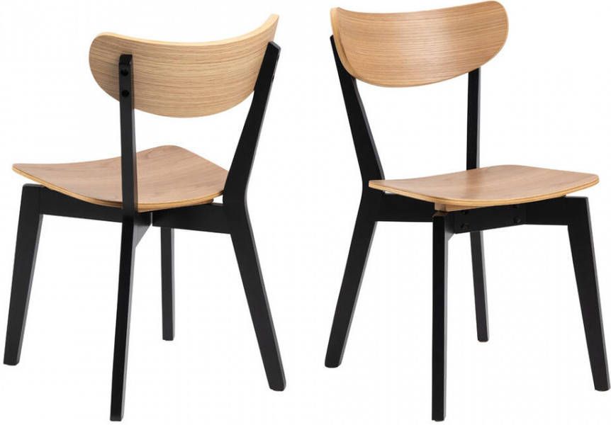 Leen Bakker Eetkamerstoel Roxy hout eiken/zwart(2 stuks)