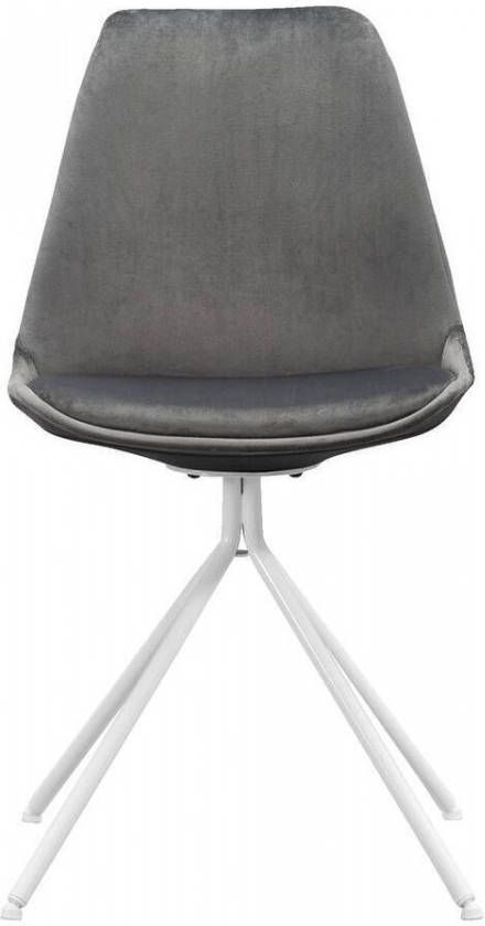 Leen Bakker Eetkamerstoel Senja velvet grijs wit metaal