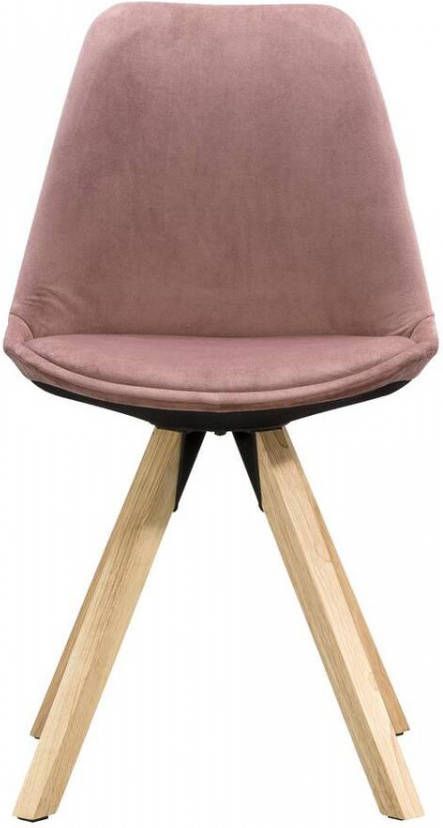 Leen Bakker Eetkamerstoel Senja velvet roze naturel hout