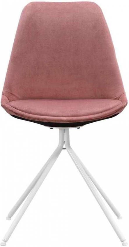 Leen Bakker Eetkamerstoel Senja velvet roze wit metaal