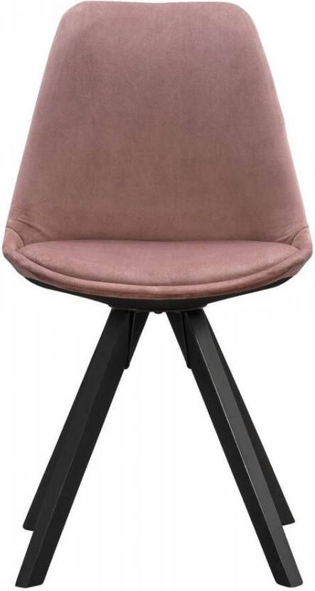Leen Bakker Eetkamerstoel Senja velvet roze zwart hout