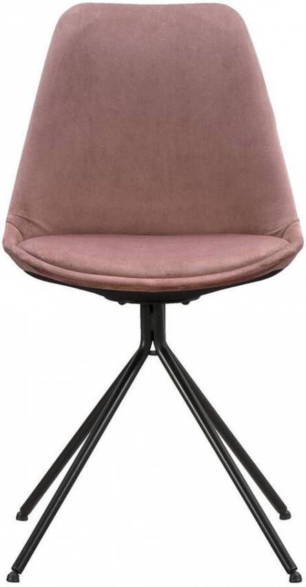 Leen Bakker Eetkamerstoel Senja velvet roze zwart metaal