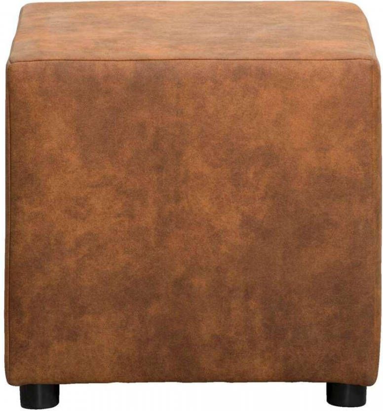 Leen Bakker Hocker Nando cognac stof Preston 46x46x46 cm