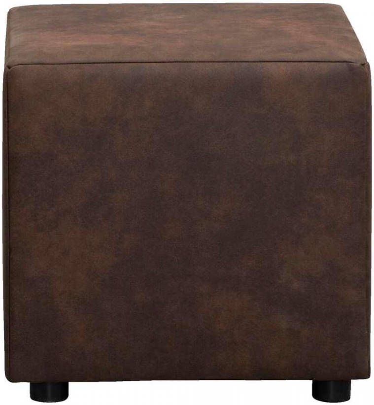 Leen Bakker Hocker Nando donkerbruin stof Preston 46x46x46 cm