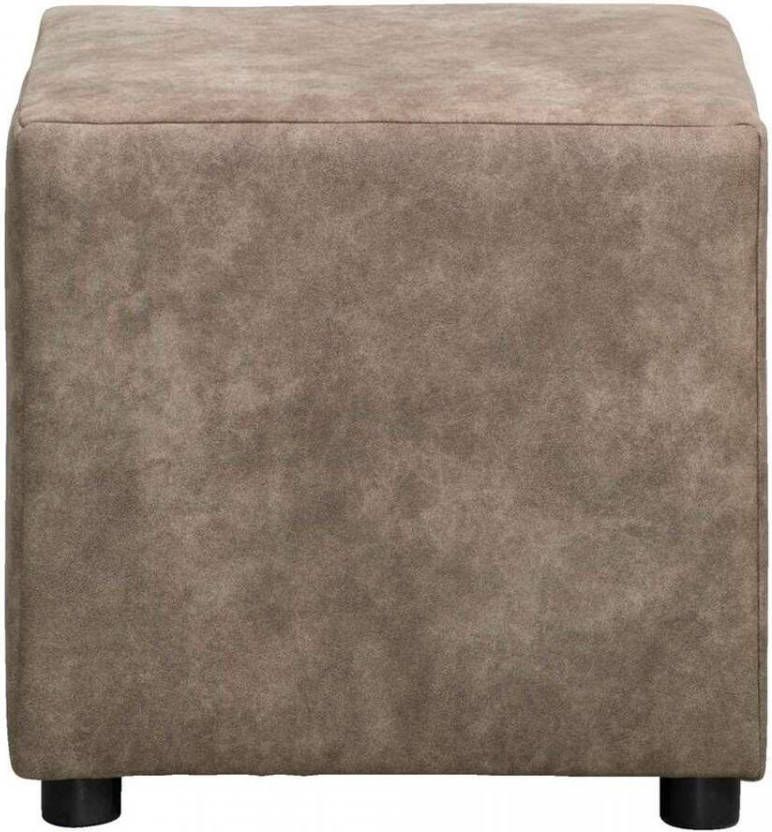 Leen Bakker Hocker Nando taupe stof Preston 46x46x46 cm