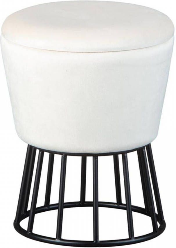 Leen Bakker Kruk Ireen wit/zwart 42x34x34 cm