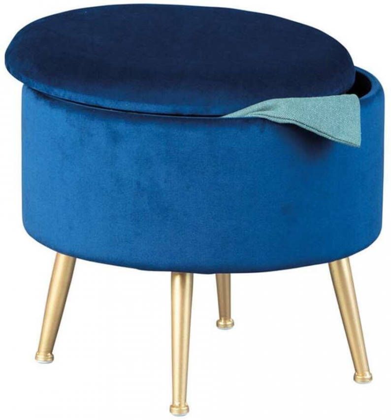 Leen Bakker Kruk Willandra blauw/goudkleurig 38x41x41 cm