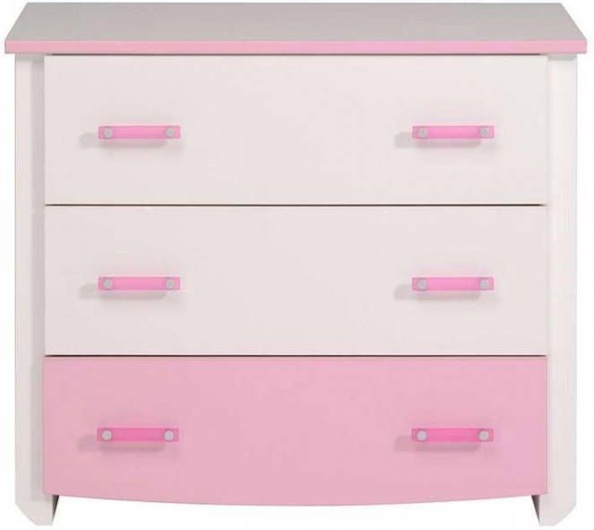 Leen Bakker Ladekast Kiki wit/roze 90x79x45 cm