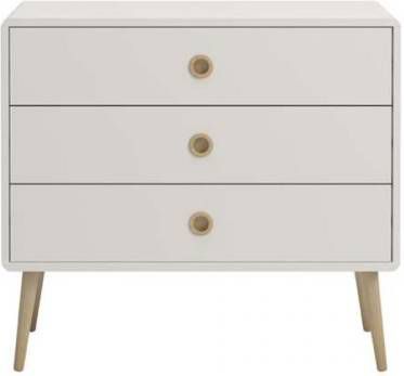 Leen Bakker Ladekast Soft Line 3 lades breed wit 73, 2x81, 3x39, 6 cm