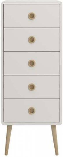 Leen Bakker Ladekast Soft Line 5 lades wit 105, 2x41, 4x39, 6 cm