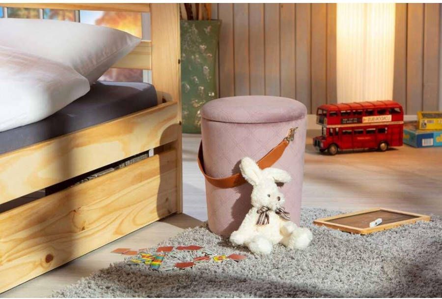 Leen Bakker Poef Nevis roze 38x30x30 cm