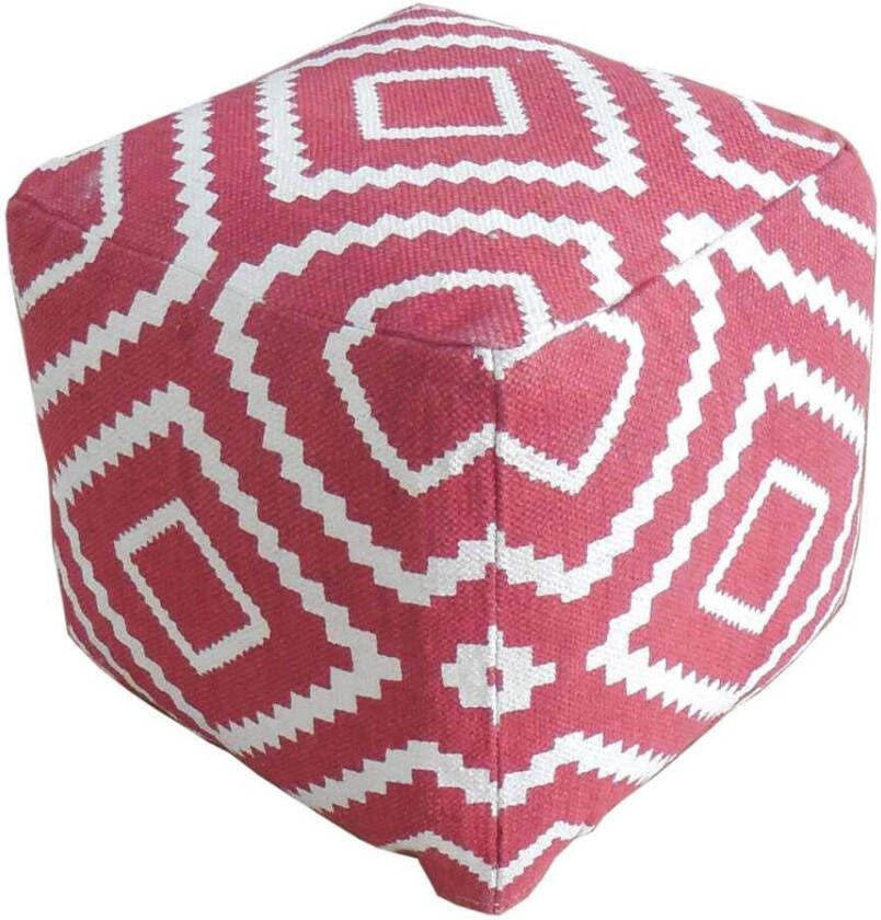 Leen Bakker Poef Tudal rood 40x40x40 cm