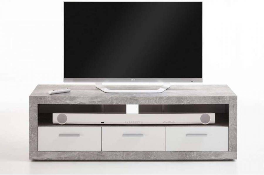 Leen Bakker Tv meubel Leiston betonkleur/wit 49x152x45, 3 cm
