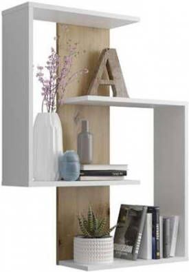 Leen Bakker Wandrek Hanau mat wit/eiken 85x65x20 cm
