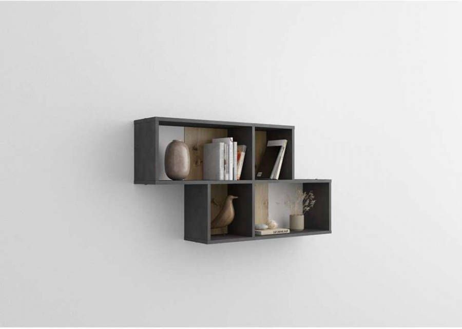 Leen Bakker Wandrek Nora grijs/eiken 53x100x19, 5 cm