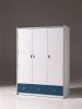 Vipack 3 deurs kledingkast Bonny blauw 202x141x60 cm Leen Bakker online kopen