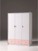 Vipack 3 deurs kledingkast Bonny lichtroze 202x141x60 cm Leen Bakker online kopen