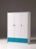 Vipack 3 deurs kledingkast Bonny turquoise 202x141x60 cm Leen Bakker online kopen