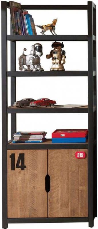 Vipack boekenkast Alex bruin/zwart 200x80x40 cm Leen Bakker